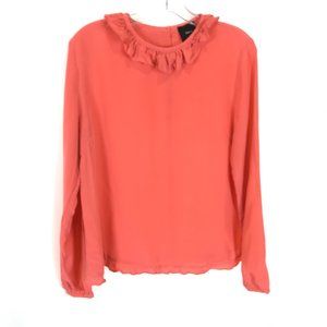 Womens Size 6 or 8 Idano Paris Carsten Pure Silk Ruffle Accent Blouse Top